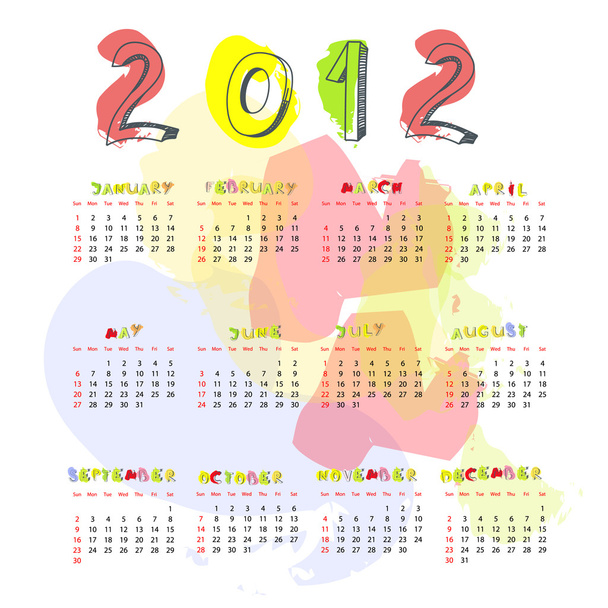 Calendar for 2012 - Vettoriali, immagini