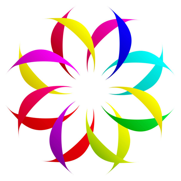 Radiating mandala. Circular geometric motif, icon, shape - stock vector illustration, clip-art graphics - Vektör, Görsel