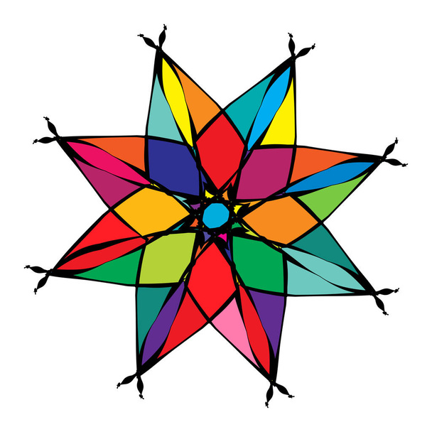 Radiating mandala. Circular geometric motif, icon, shape - stock vector illustration, clip-art graphics - Vektor, Bild