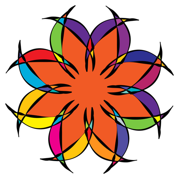 Radiating mandala. Circular geometric motif, icon, shape - stock vector illustration, clip-art graphics - Vector, afbeelding