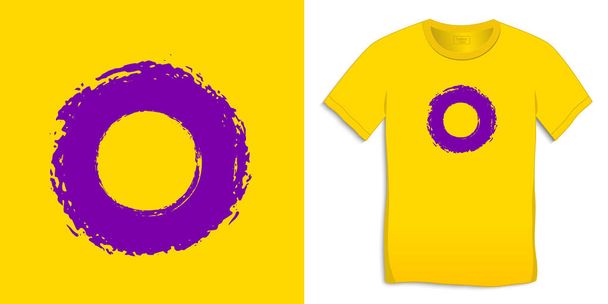 Símbolo intersex, púrpura sobre fondo amarillo, vector de diseño de gráficos de camiseta - Vector, Imagen