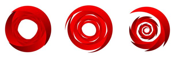 Set of red abstract spiral, swirl, twirl and whirl elements. Cochlear, helix, vortex icons - stock vector illustration, clip-art graphics - Вектор, зображення