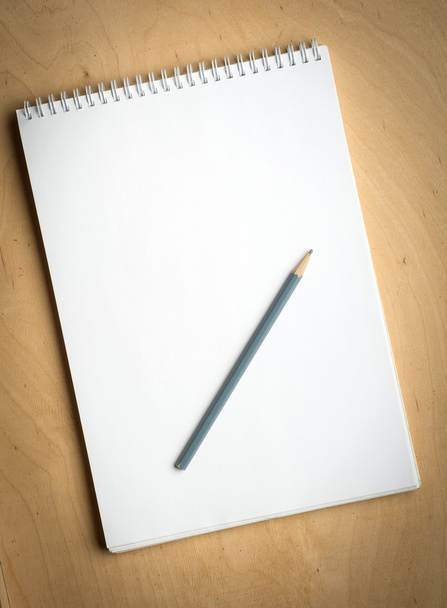 notebook with pencile on a wood - Φωτογραφία, εικόνα