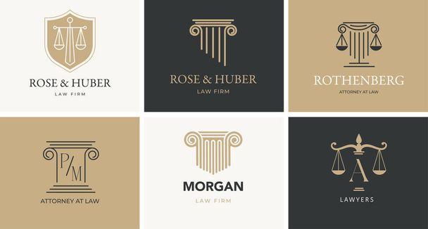 Rechts-, Finanz-, Anwalts- und Business-Logo-Design. Luxuriöses, elegantes, modernes Konzeptdesign - Vektor, Bild