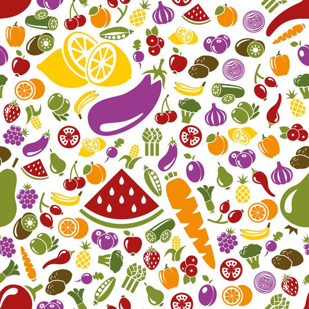 fruits and vegetable seamless pattern - Vettoriali, immagini