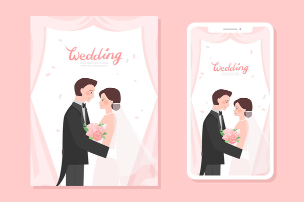 Ilustraciones de boda e invitaciones de boda móvil - Vector, Imagen