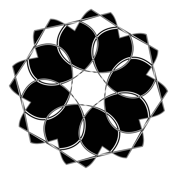 Radiating mandala. Circular geometric motif, icon, shape - stock vector illustration, clip-art graphics - Vektor, kép