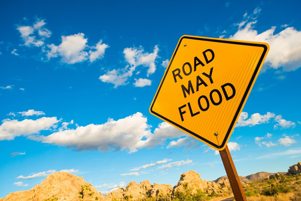 Road May Flood Warning Sign - 写真・画像