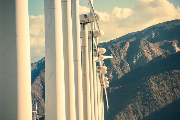 Wind Turbines and Mountains - Photo, Image