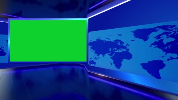 Virtual Set Studio For Chroma Footage. 3D rendering background is perfect for any type of news or information presentation. The background features a stylish and clean layout - Footage, Video