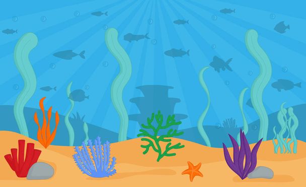 Aquarium seaweed seamless pattern. Sea plants, ocean algae - Vektor, obrázek