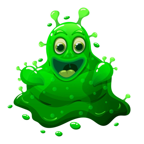 Schleim Monster grün bunten Glitzercharakter. Flüssiges, lustiges schleimiges Alien. Vektorillustration - Vektor, Bild