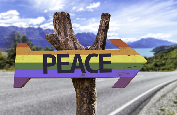 Peace wooden colorful sign - Photo, Image