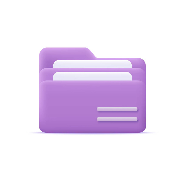 3D фіолетовий колір мультиплікаційного стилю архіву теки з файлами. Векторні ілюстрації
 - Вектор, зображення
