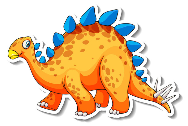 Иллюстрация наклейки с изображением динозавра стегозавра - Вектор,изображение