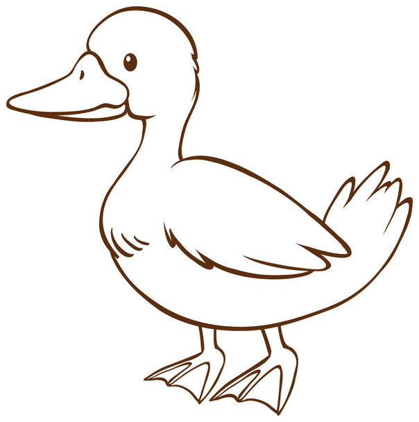 Pato en garabato estilo simple sobre fondo blanco ilustración - Vector, Imagen