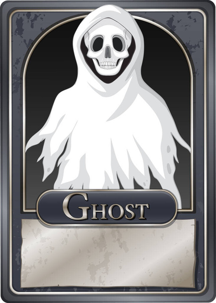Personaje fantasma blanco juego tarjeta plantilla ilustración - Vector, imagen