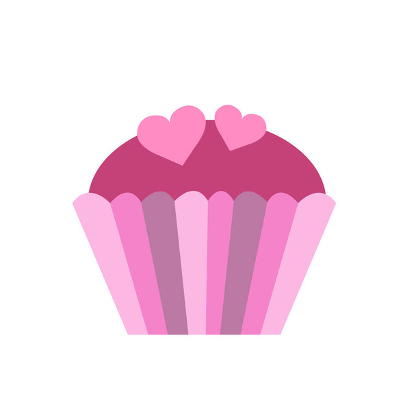 Cupcake or muffin with hearts. Wedding and valentine day concept. Vector - Vetor, Imagem