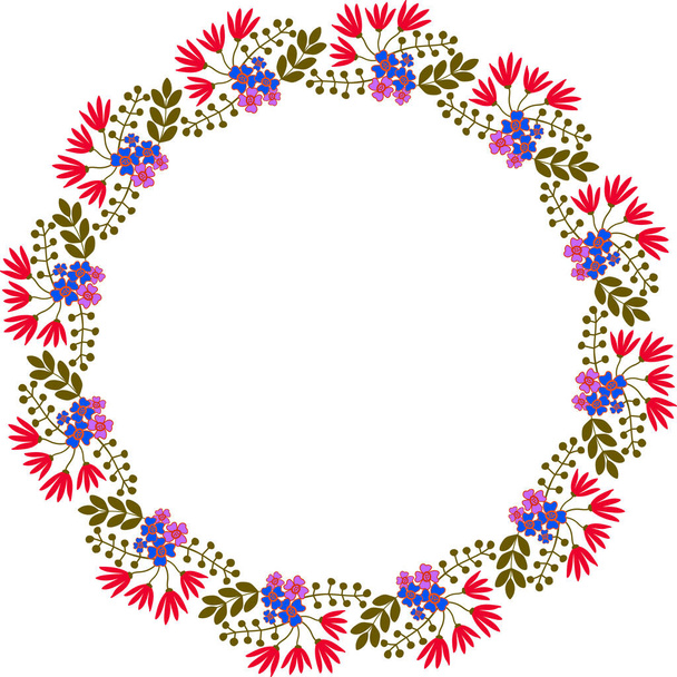 Wreath of coloring flowers, frame wild flowers. - Photo, Image
