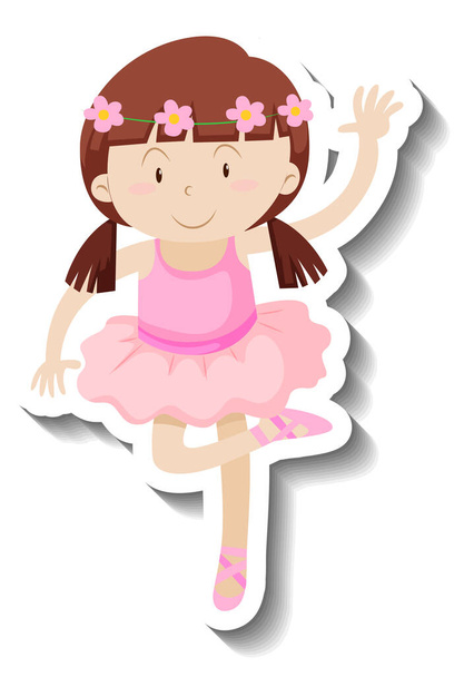 Kleine ballerina tekenfilm karakter illustratie - Vector, afbeelding