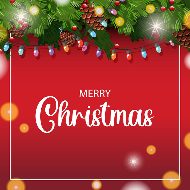Feliz banner de Natal com ornamentos ilustração - Vetor, Imagem