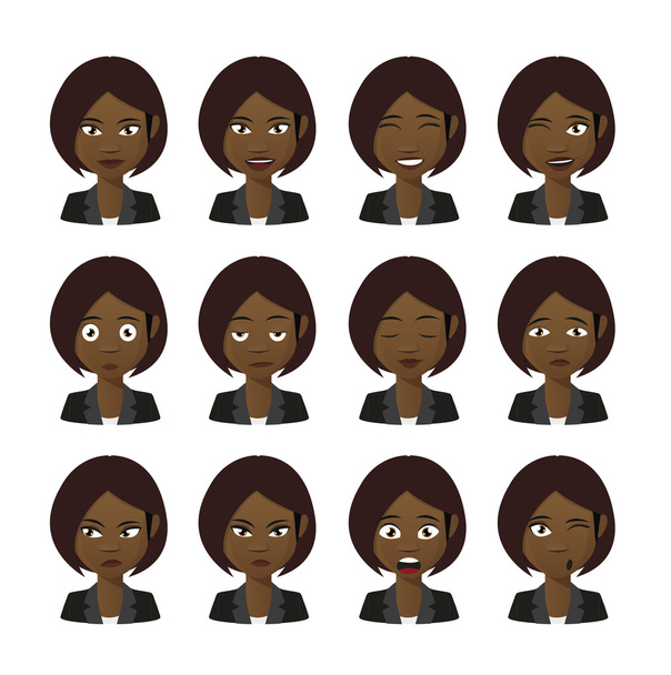 Conjunto de expresión de avatar de dibujos animados femenino
 - Vector, Imagen