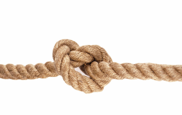 Rope with Reef Knot isolated on the white Background - Foto, afbeelding