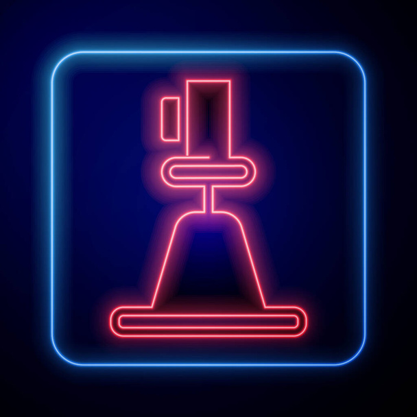 Tacheômetro de néon brilhante, ícone de teodolita isolado em fundo preto. Levantamento geológico, equipamentos de engenharia para medição e pesquisa. Vetor - Vetor, Imagem