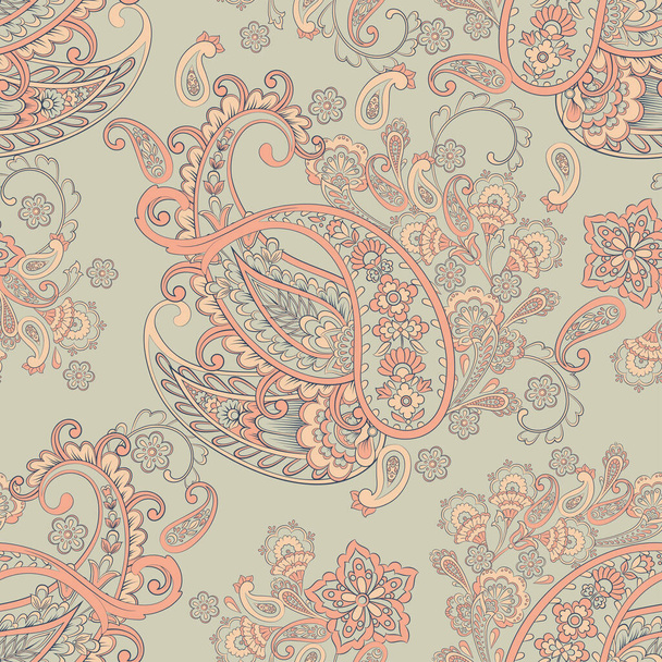 Paisley seamless vector pattern. Vintage background in batik style - Vector, Image