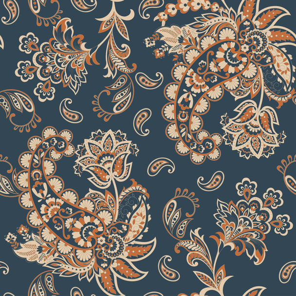 Paisley Floral orientalische ethnische Muster. Nahtlose ornamentale indische Stoffmuster. - Vektor, Bild