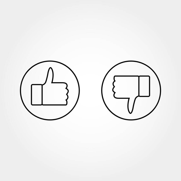 Like and dislike icons set. Thumbs up and thumbs down. Vector illustration. - Вектор, зображення