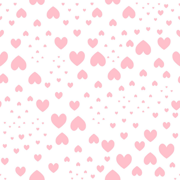 Pink hearts. Seamless vector pattern. Endless ornament. Romantic print. Repeating symbols of love. Isolated colorless background. Flat style. Idea for web design, cover, wrapper, wallpaper. - Wektor, obraz