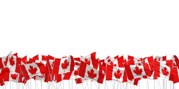 Muchas banderas de Canadá sobre fondo blanco - 3d renderizado - Foto, Imagen