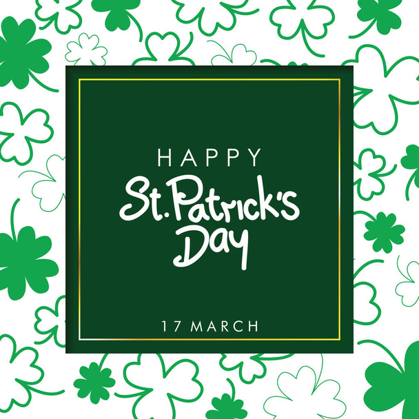 Happy St. Patricks Day with Clovers on White background Vector Design - Вектор, зображення
