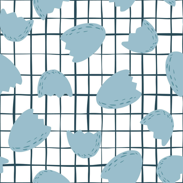 抽象的な卵の殻シームレスパターン。壊れた卵の無限の壁紙。食べ物の背景。生地、テキスタイルプリント、表面、ラッピング、カバーのための創造的なデザイン。ヴィンテージベクトルイラスト - ベクター画像
