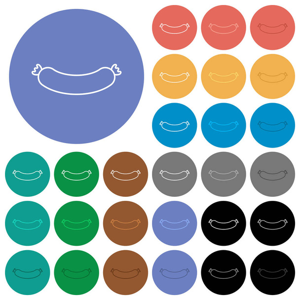 Sausage outline multi colored flat icons on round backgrounds. Included white, light and dark icon variations for hover and active status effects, and bonus shades. - Vector, Image