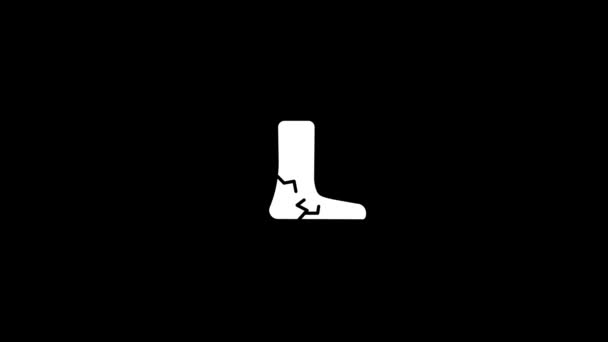 Glitch sore foot icon on black background. - Footage, Video