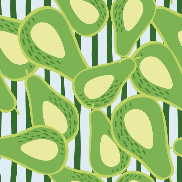 Doodle avokádo bezproblémový vzor. Ručně kreslené botanické pozadí. Design pro tkaniny, potisk textilu, povrch, obal, obal. Vintage vector illustration - Vektor, obrázek