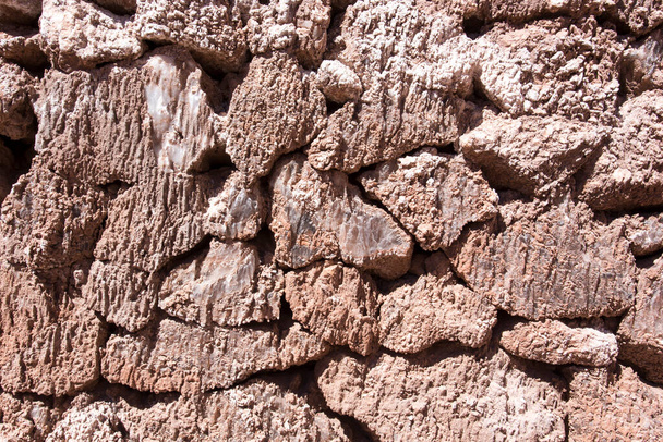 Ściana zbudowana przy użyciu kawałków soli w zatoce Walvis, Namibia - Zdjęcie, obraz