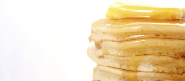 Stack of pancakes closeup. Banner. - Фото, изображение