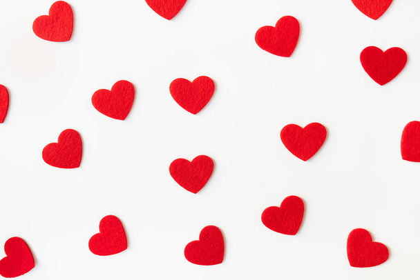 Tło, które składa się z czerwonych serc. Koncepcja miłości, kartka z życzeniami na Walentynki - Zdjęcie, obraz