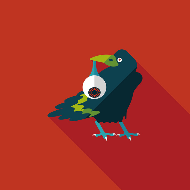 Halloween crow and eyeball flat icon with long shadow,eps10 - Vector, Imagen