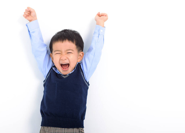Happy Kid boy having fun on white background - Photo, Image