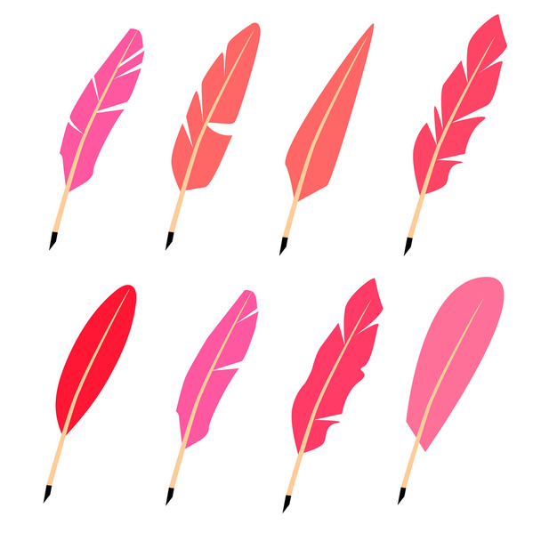 Vector feather. Four variants of color. - Vector, Image
