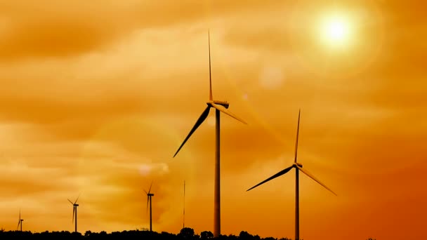 日の出と再生可能な風力発電所 - 映像、動画