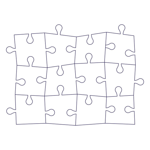 Puzzle pièces dans le style ligne isolé sur fond blanc. - Photo, image