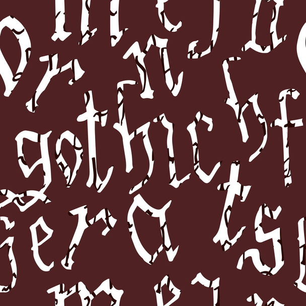 Nahtlose gotische Buchstabenmuster, Kalligrafie, Schrift. Europäische lateinische Buchstaben des Mittelalters. Vektorhintergrund - Vektor, Bild