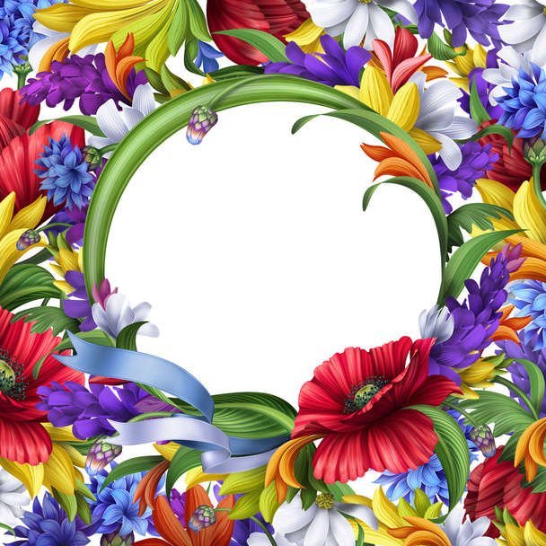 Round floral frame - Φωτογραφία, εικόνα