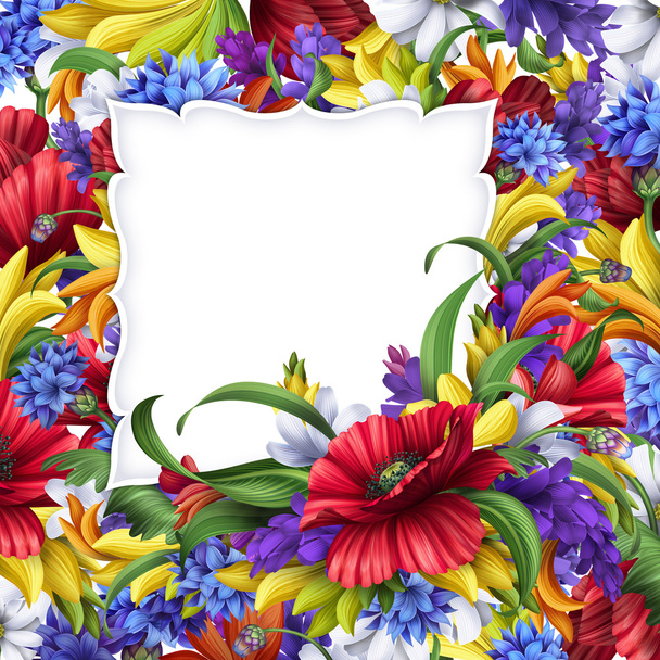 Square floral frame - 写真・画像