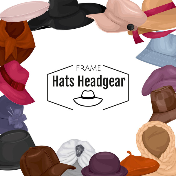 Sombreros Headgear Frame Composición - Vector, imagen